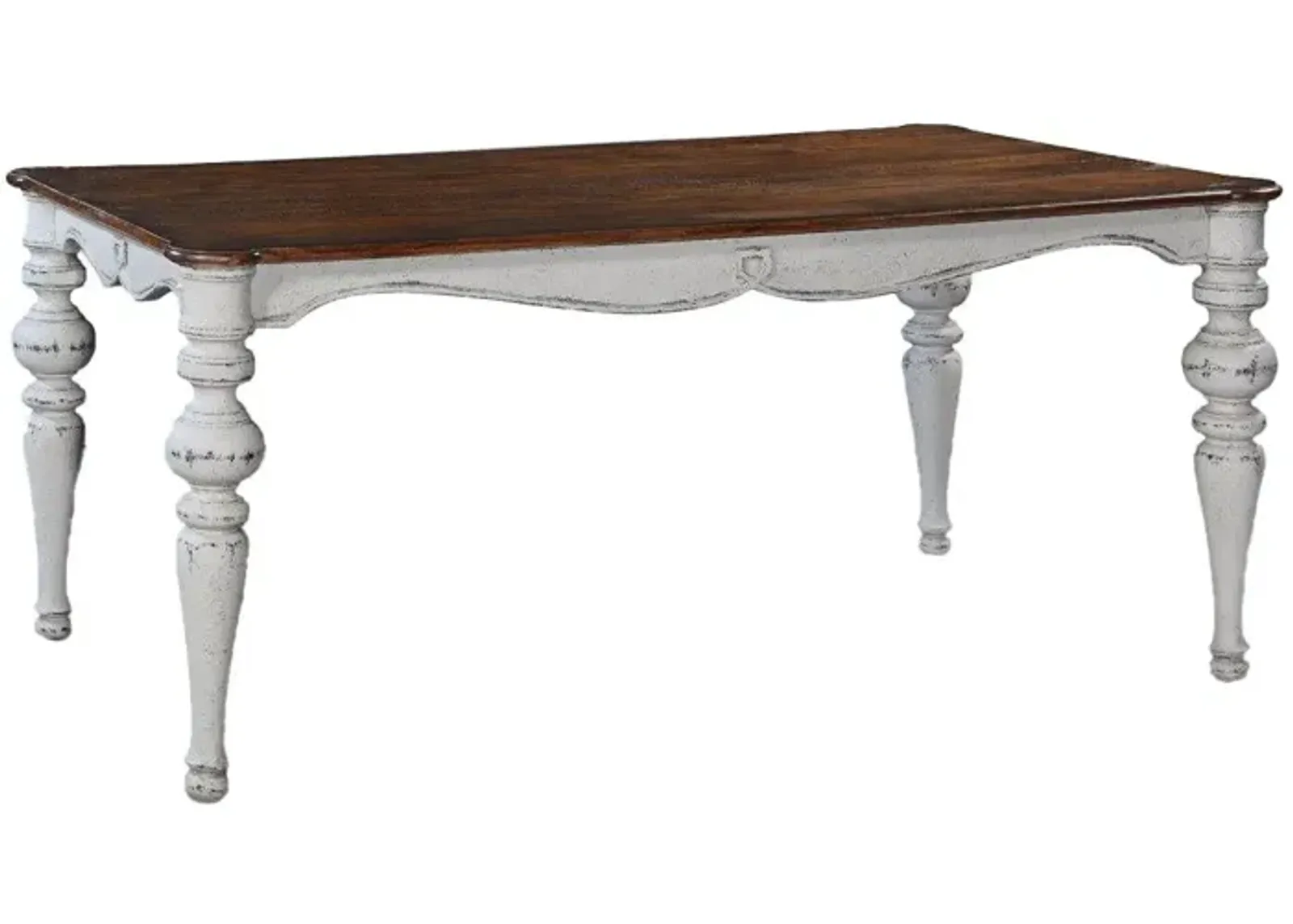 Noble Furniture Portico Dining Table in An Antique White & Beachwood Finish