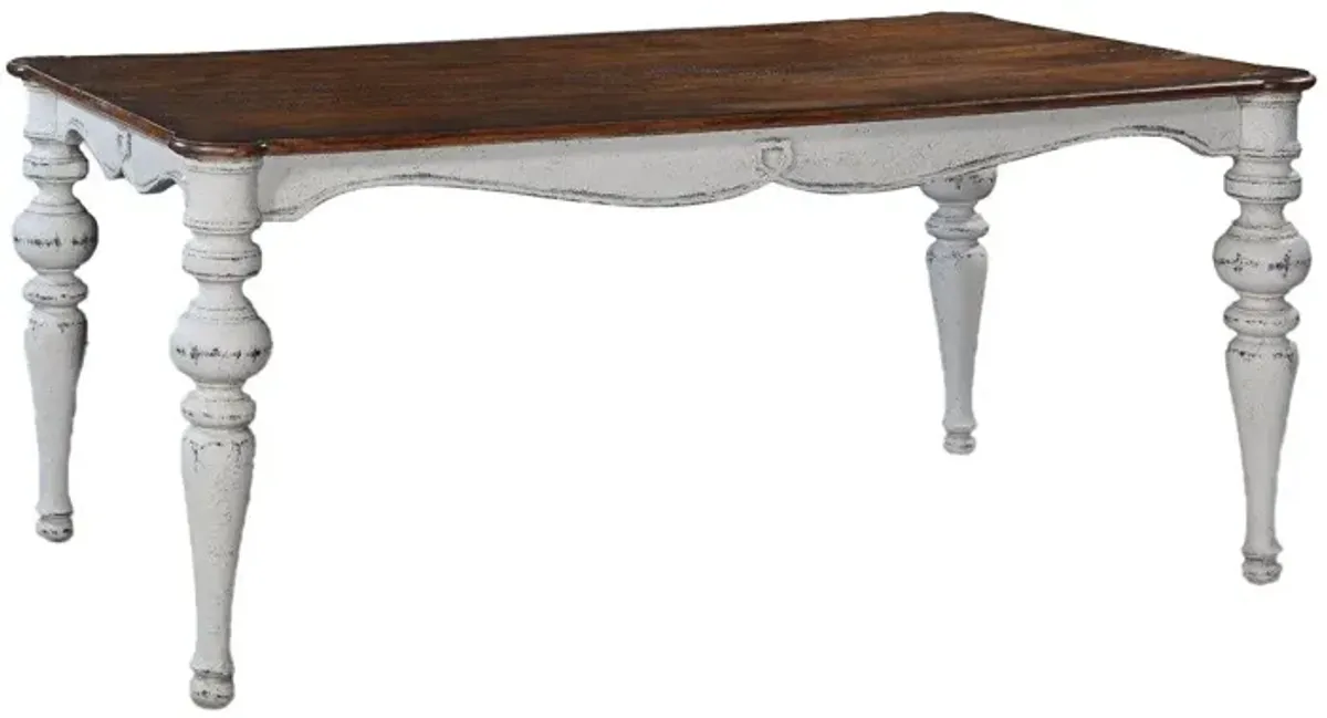 Noble Furniture Portico Dining Table in An Antique White & Beachwood Finish