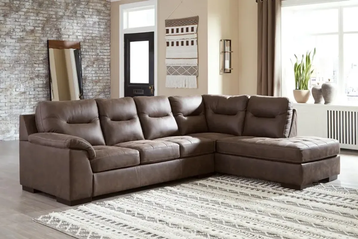 Ashley Maderla 2-Piece Sectional with Chaise Right-Arm Facing Walnut