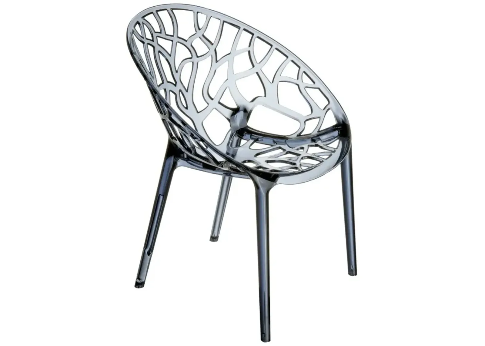 Compamia Crystal Polycarbonate Modern Dining Chair Transparent Smoke Gray