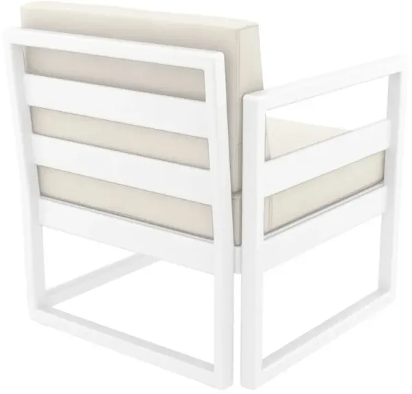 Compamia Mykonos Patio Club Chair White with Sunbrella Natural Cushion