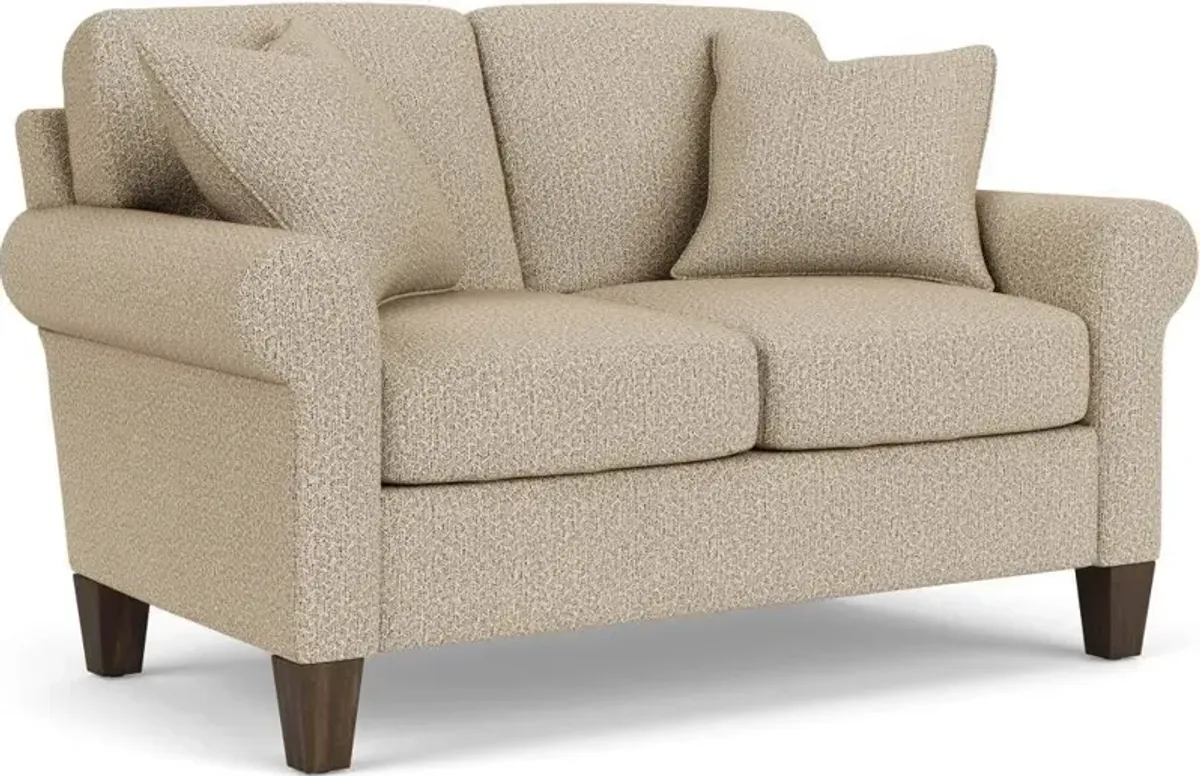 Flexsteel South Haven Rolled Arm Fossil Loveseat with Square Legs