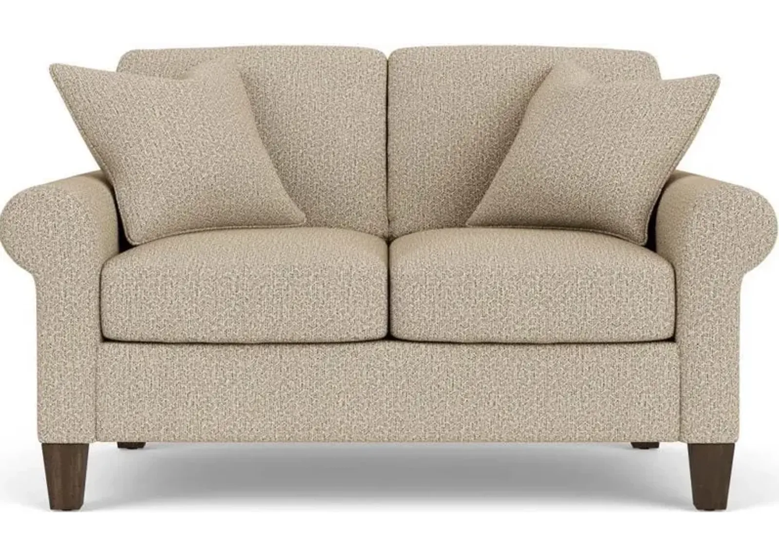 Flexsteel South Haven Rolled Arm Fossil Loveseat with Square Legs