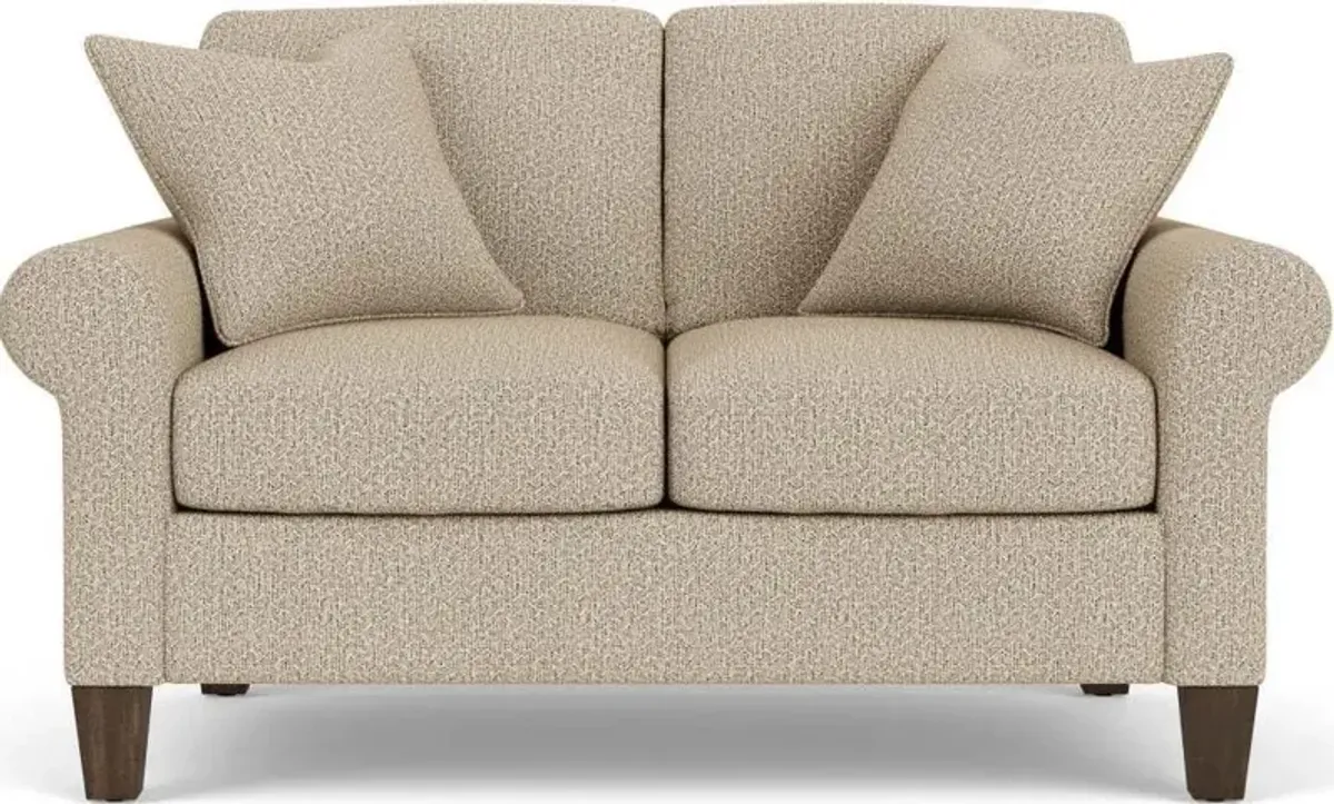 Flexsteel South Haven Rolled Arm Fossil Loveseat with Square Legs