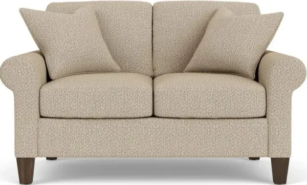Flexsteel South Haven Rolled Arm Fossil Loveseat with Square Legs