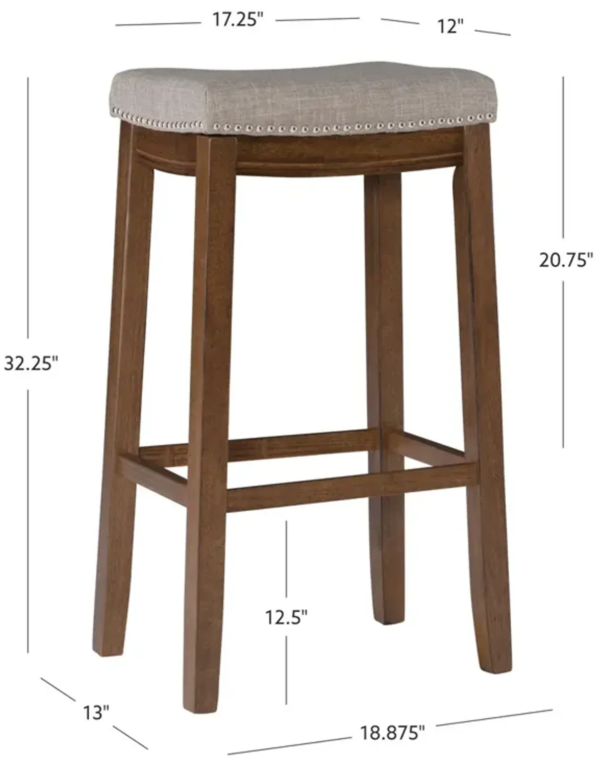 Linon Claridge Backless Saddle Bar Stool