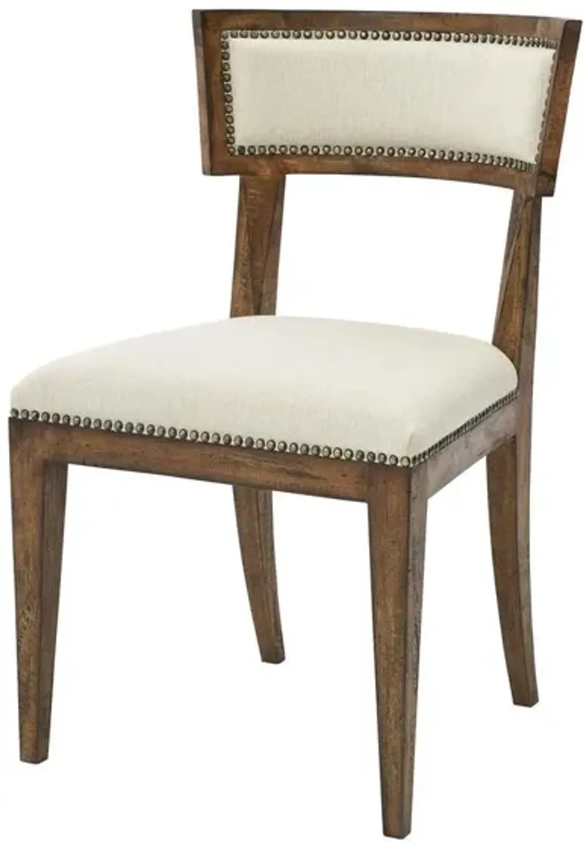 Noble Furniture Soho Side Dining Chair in Rustic Pecan & Beachwood Linen Fabric