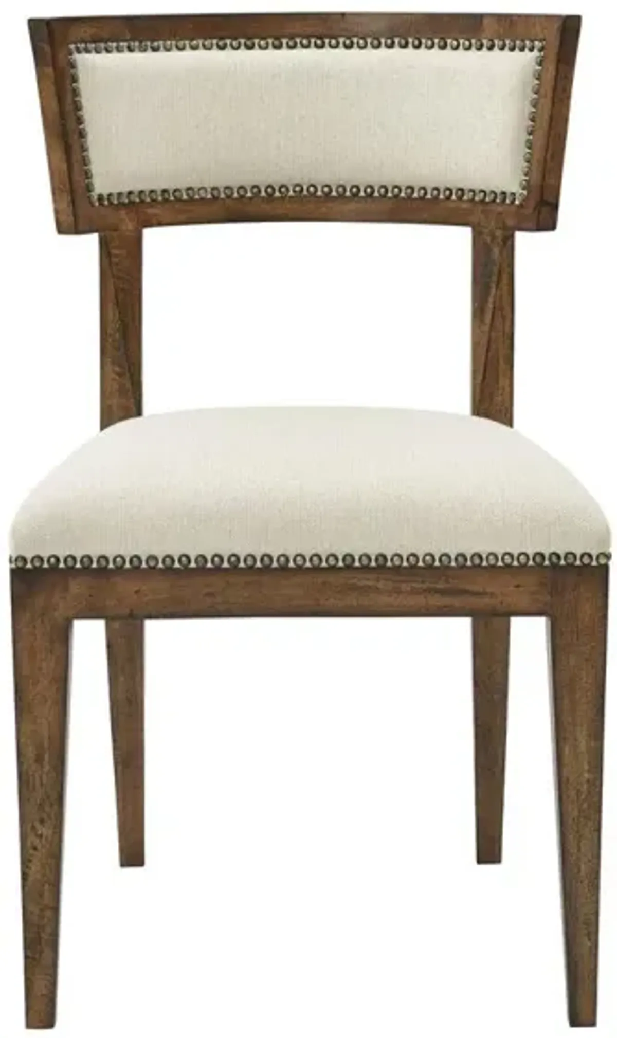 Noble Furniture Soho Side Dining Chair in Rustic Pecan & Beachwood Linen Fabric