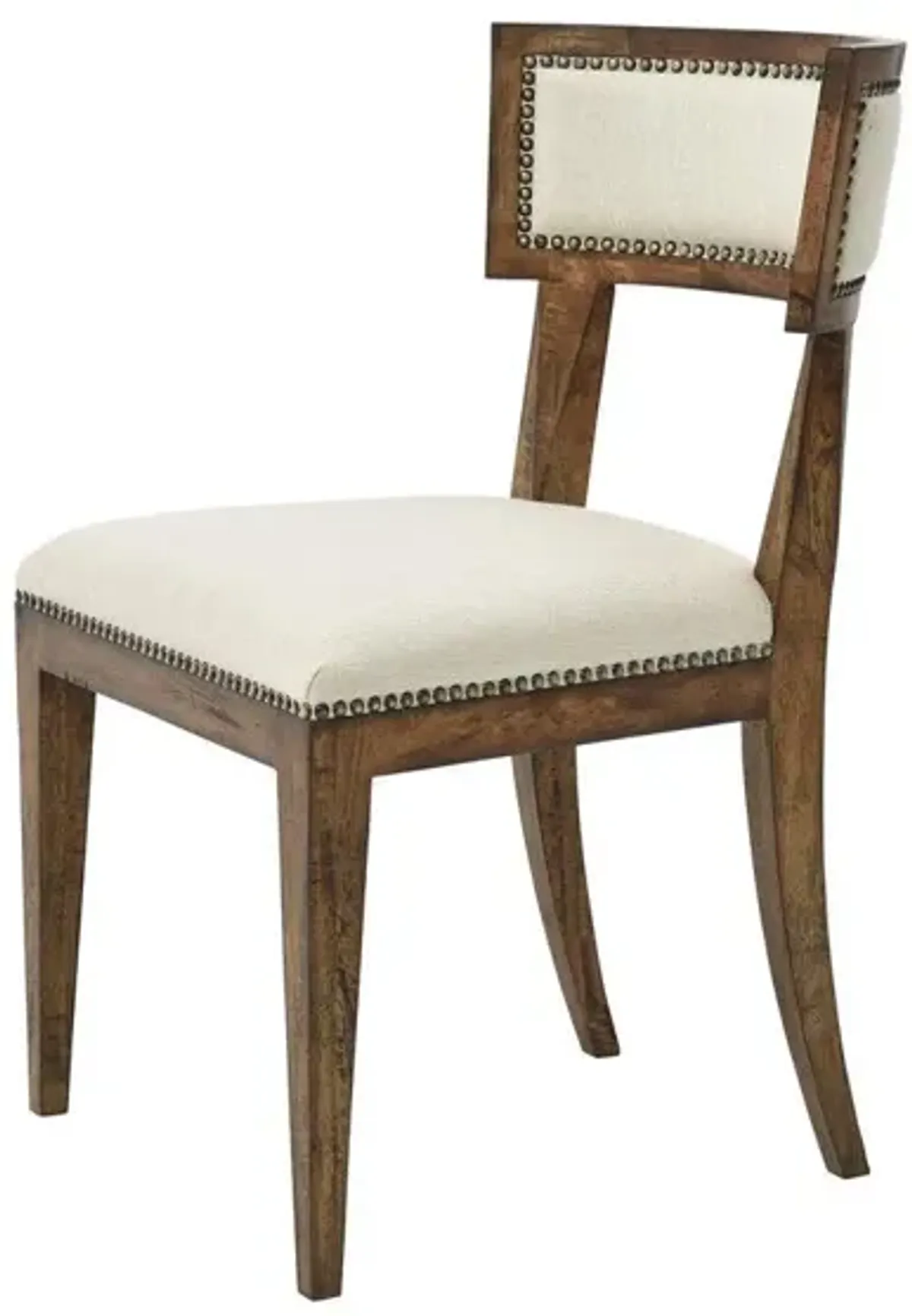 Noble Furniture Soho Side Dining Chair in Rustic Pecan & Beachwood Linen Fabric