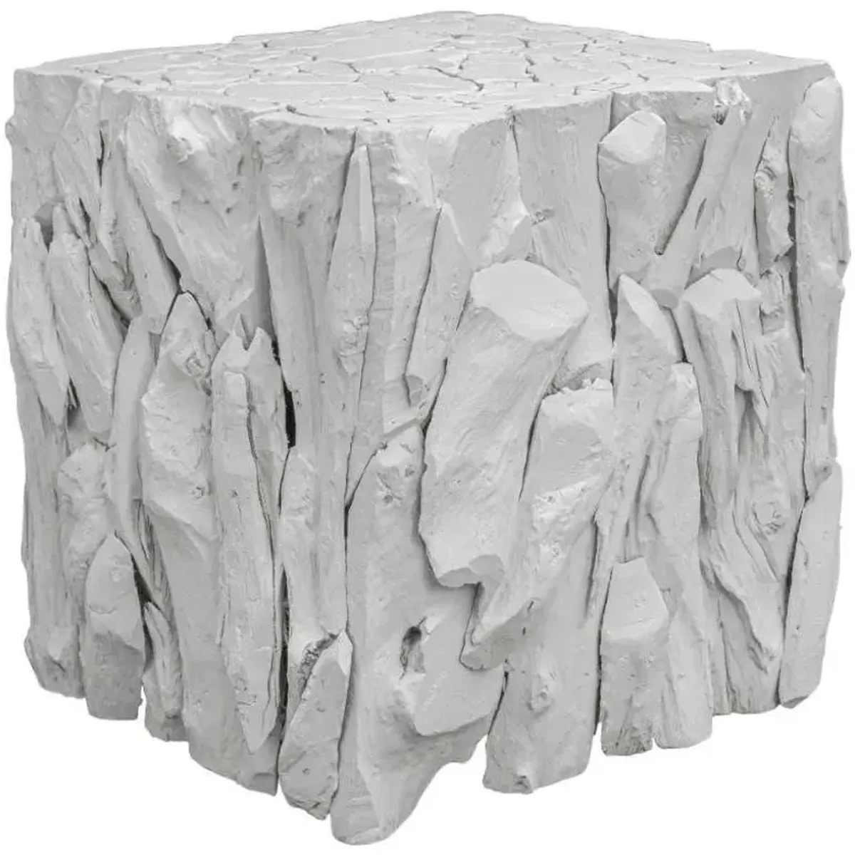 Uttermost Teak Root White Bunching Cube Ottoman