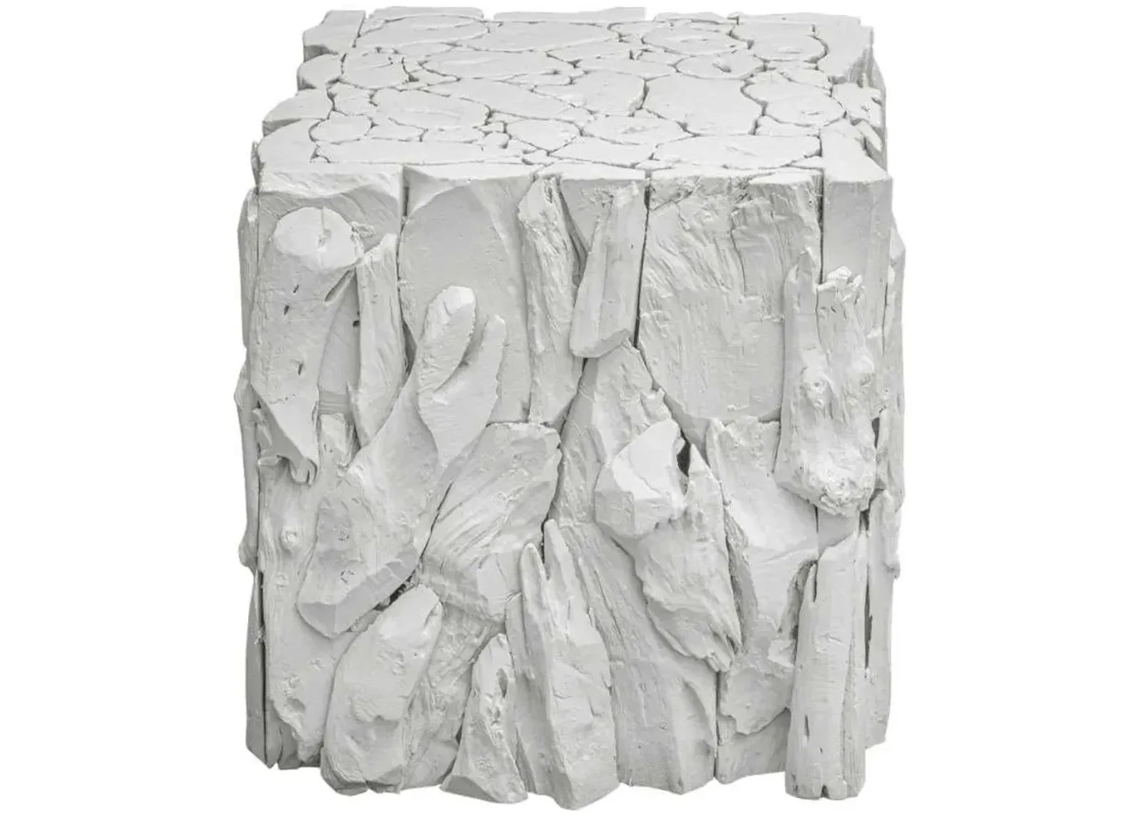 Uttermost Teak Root White Bunching Cube Ottoman