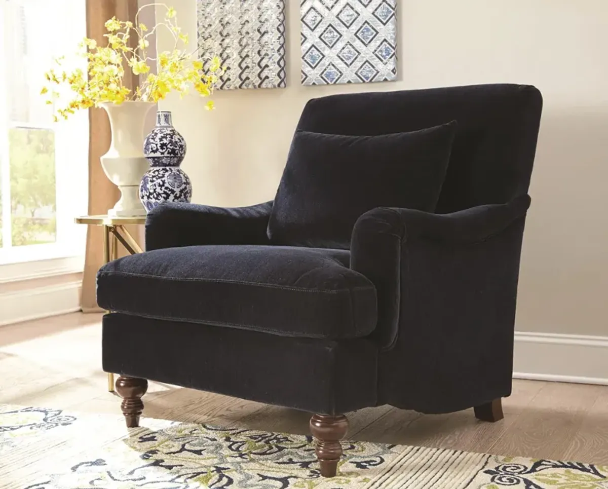 Coaster Frodo Upholstered English Arm Accent Chair Midnight Blue