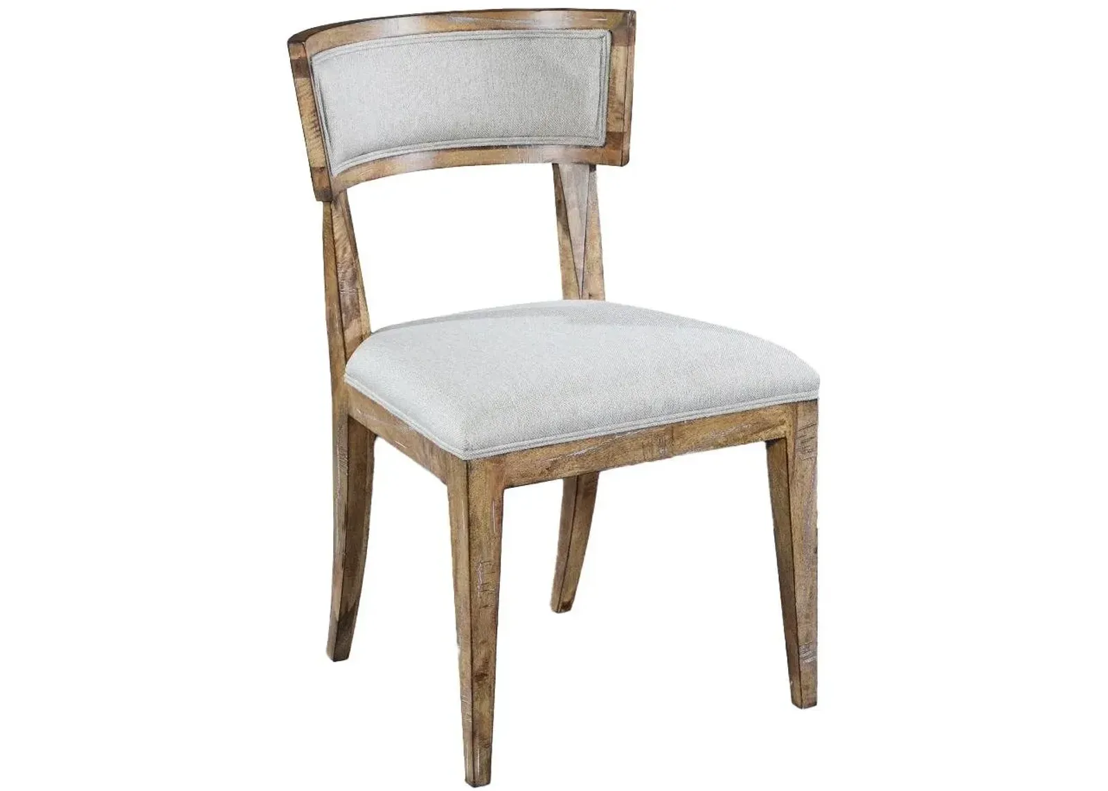 SOHO SIDE DINING CHAIR IN DISTRESSED BEACHWOOD FINISH & BEACHWOOD LINEN FABRIC