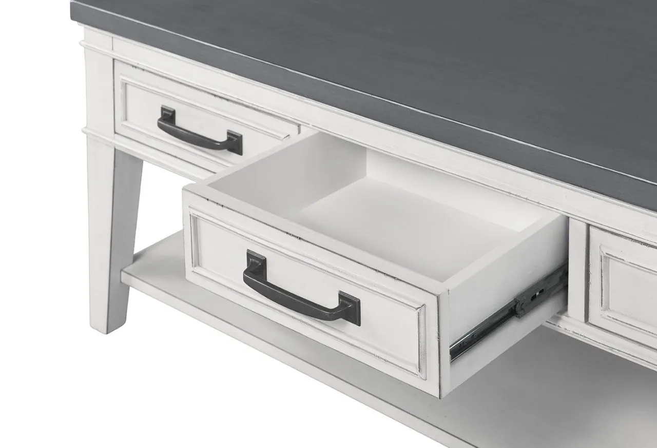 DEL MAR 3-DRAWER COFFEE TABLE IN ANTIQUE WHITE & GREY