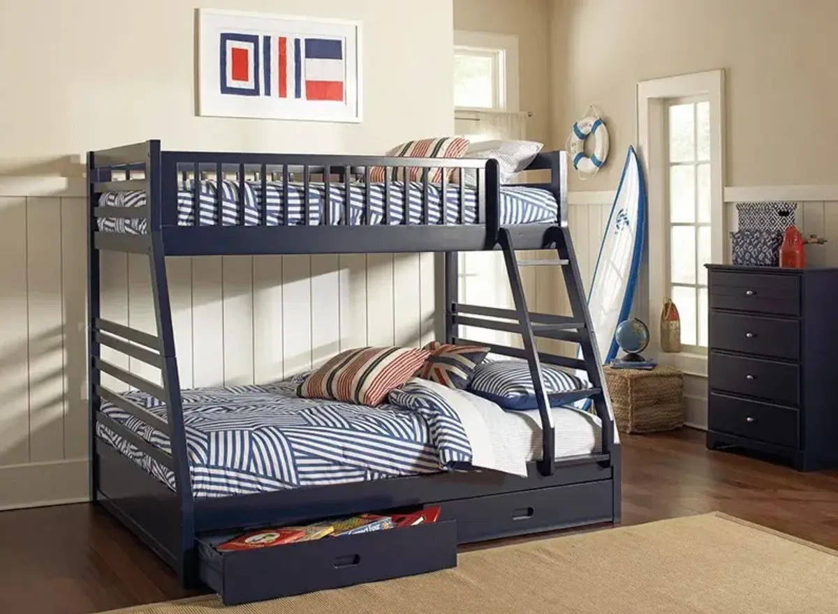 Coaster Ashton 2-Drawer Wood Twin Over Full Bunk Bed Navy Blue