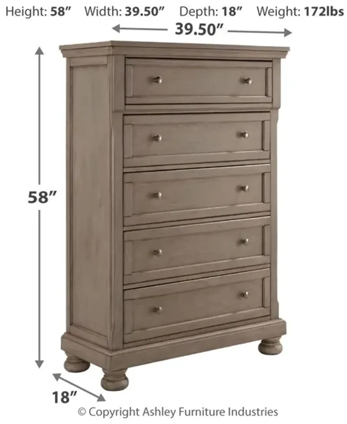 Lettner Felt-Lined 5-Drawer Chest