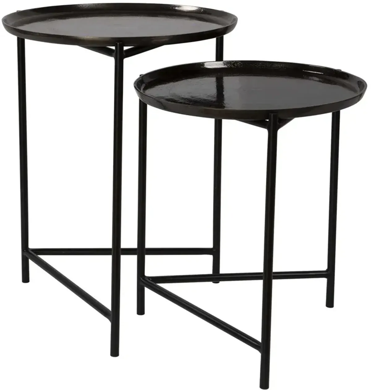 Uttermost Burnett 2-Piece Dark Nickel Nesting Table Set