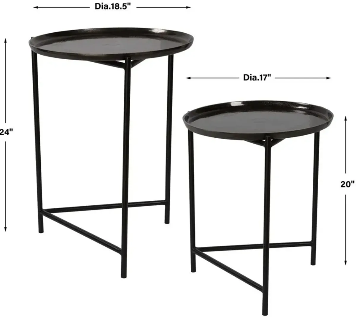 Uttermost Burnett 2-Piece Dark Nickel Nesting Table Set