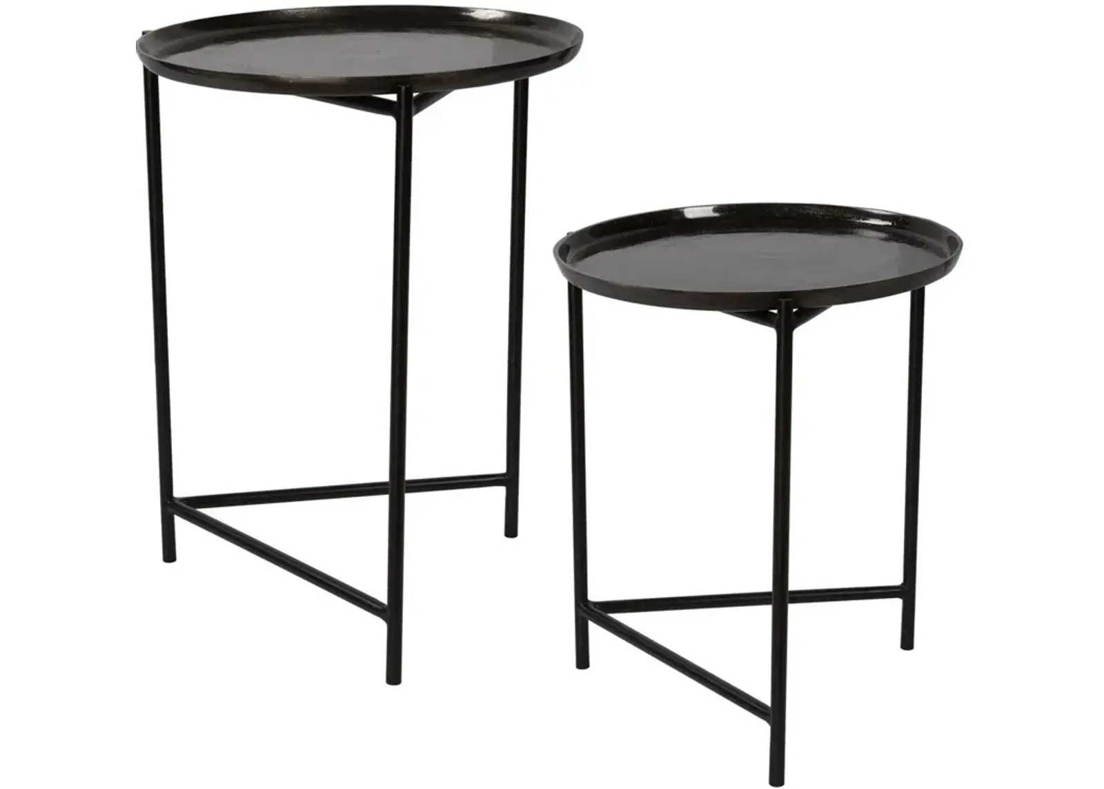 BURNETT 2-PIECE DARK NICKEL NESTING TABLE SET