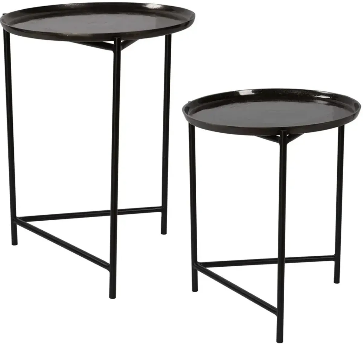 BURNETT 2-PIECE DARK NICKEL NESTING TABLE SET