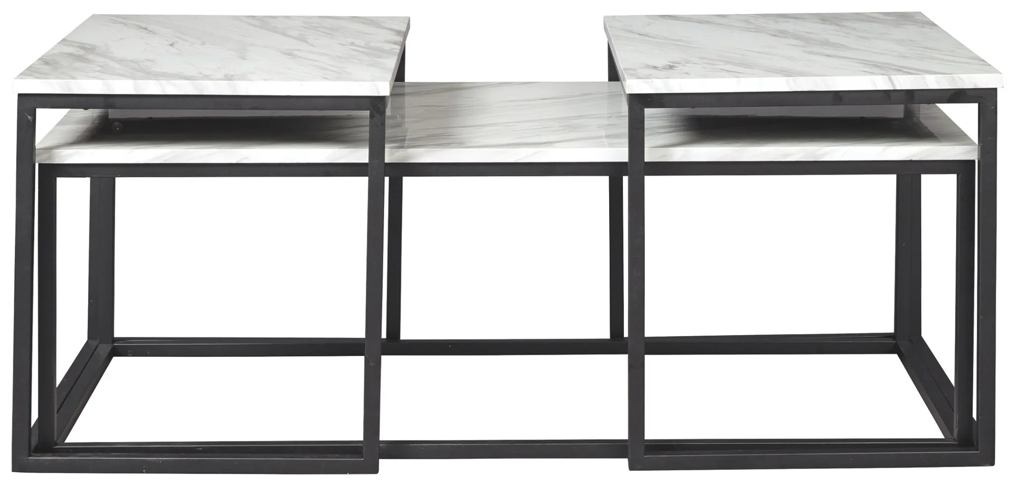 DONNESTA TABLE (SET OF 3) GRAY BLACK SIGNATURE DESIGN