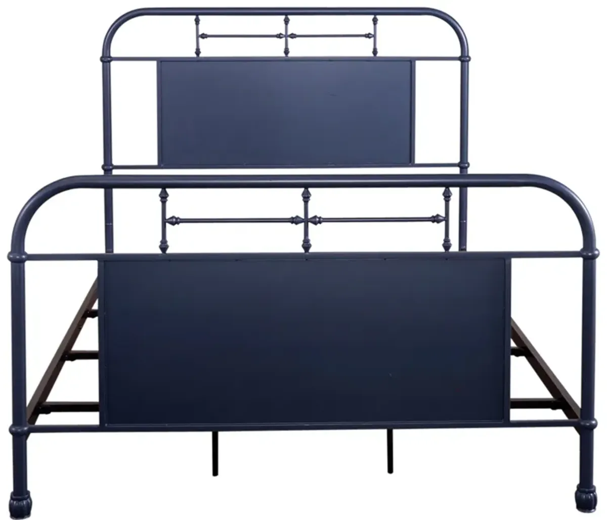 Vintage Navy Queen Panel Bed