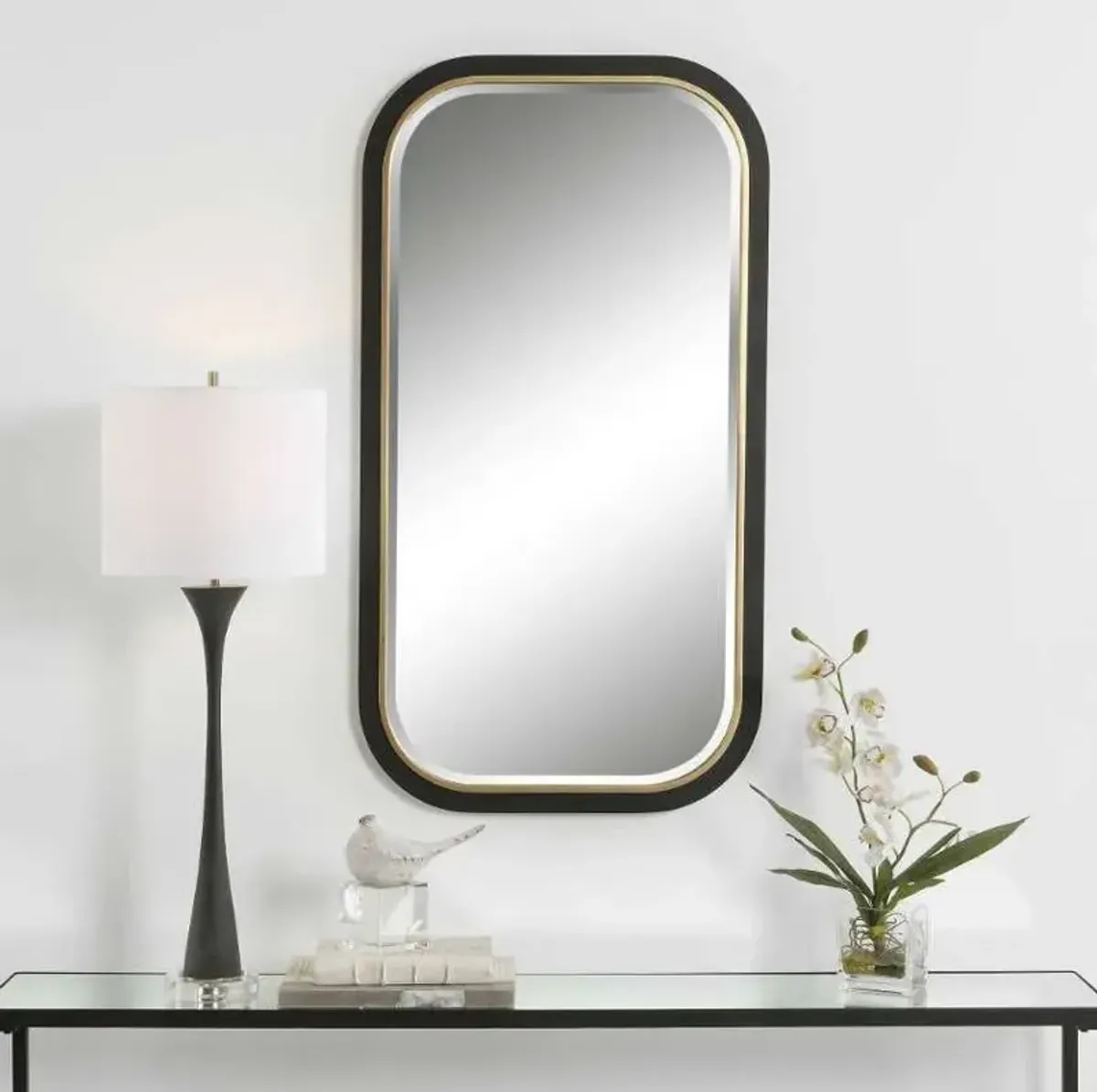 Uttermost Nevaeh Black/Gold Curved Mirror