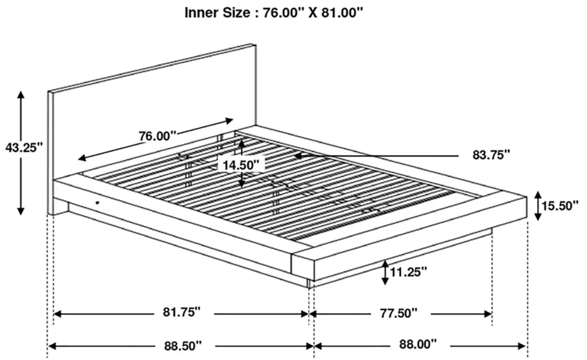 Coaster Jessica Wood King Led Panel Bed Cappuccino