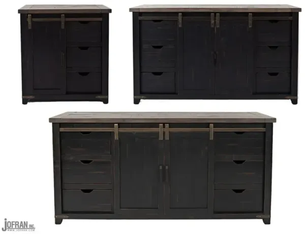 Jofran Madison County 60 Inch Barn Door Server Vintage Black