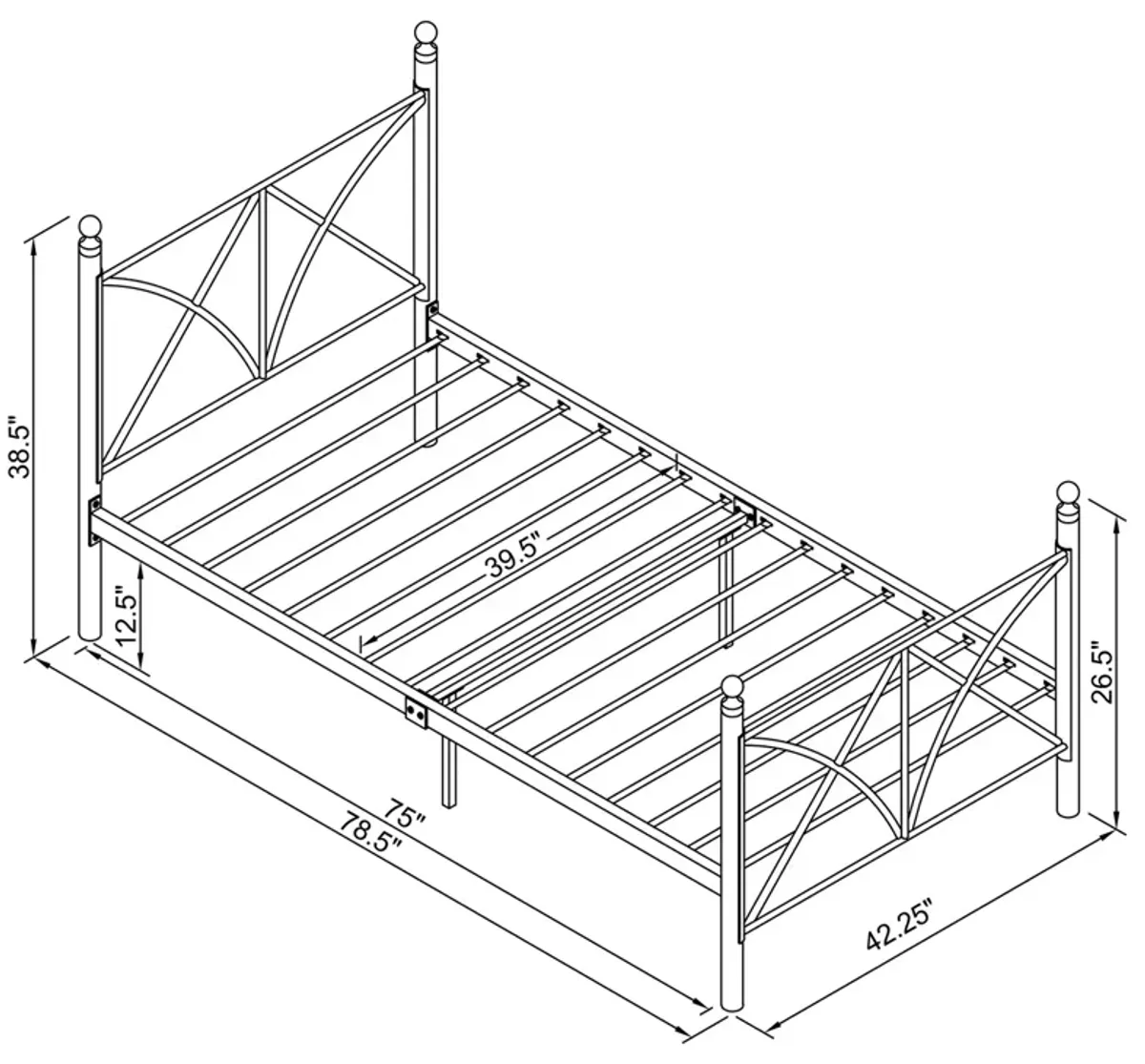 Coaster Hart Metal Twin Open Frame Bed Matte Black