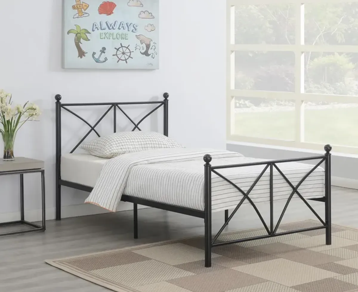 Coaster Hart Metal Twin Open Frame Bed Matte Black