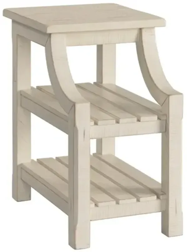 Martin Svensson Barn Door Chairside Accent Table with Power in Antique White