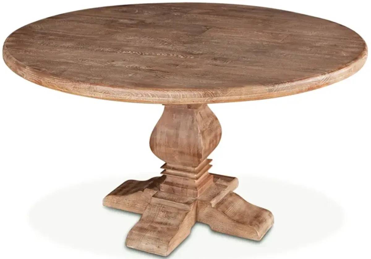 Home Trends Design San Rafael 48-Inch Round Mango Wood Dining Table in Antique Oak Finish