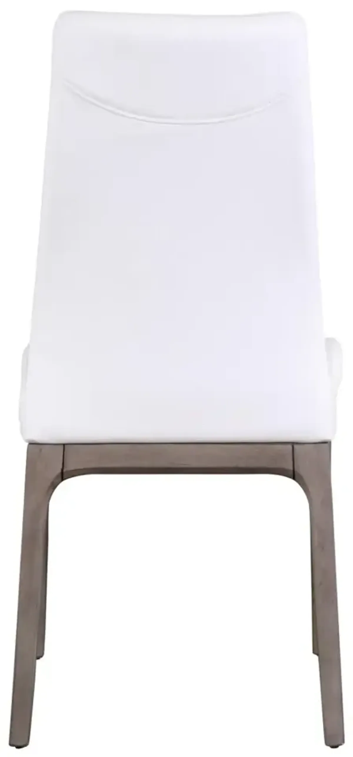 Chintaly Esther Modern Contour Back White Fabric Upholstered Side Chair with Solid Wood Base in Grey Finish