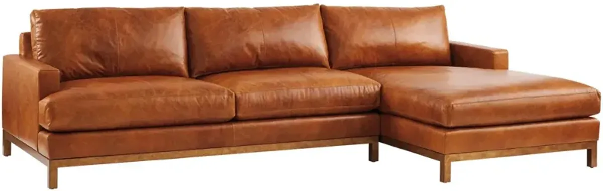 Barclay Butera Upholstery by Barclay Butera Horizon 110 Inch Traditional Leather Right Facing Sectional Orange