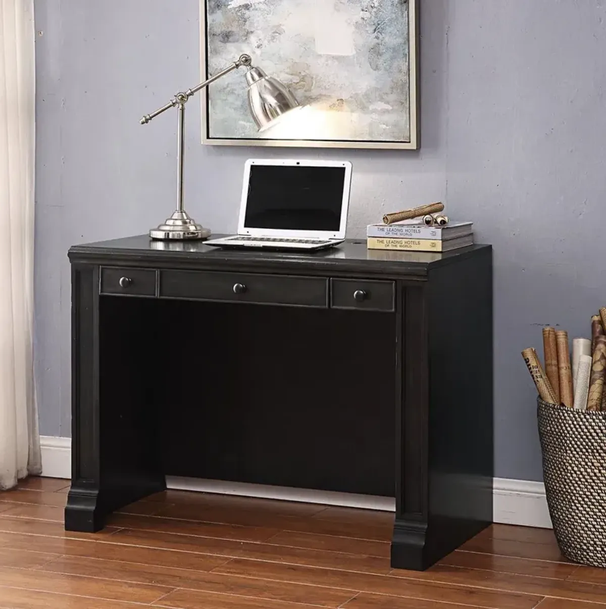 Washington Heights Collection Library Desk in Washed Charcoal Color