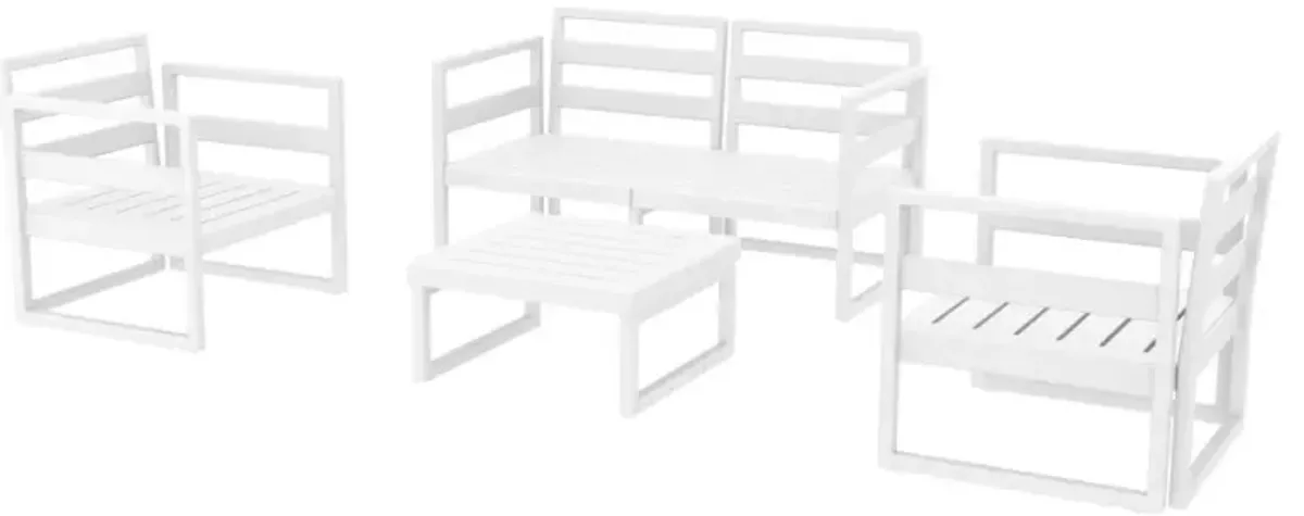 Compamia Mykonos 4-Person White Sunbrella Taupe Cushion Outdoor Lounge Set