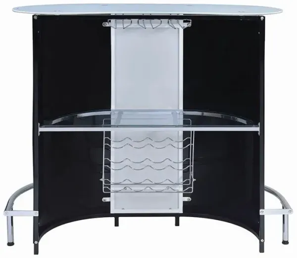 Lacewing Curved Glass Top Home Bar Wine Cabinet Black