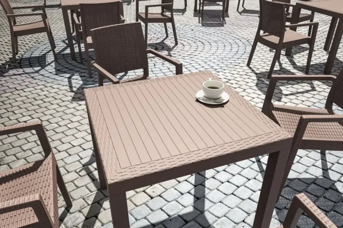 Compamia 31 Inch Orlando Resin Wickerlook Square Outdoor Dining Table Brown