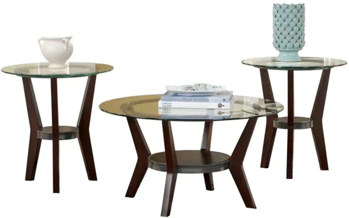 Ashley Fantell Table Set Dark Brown