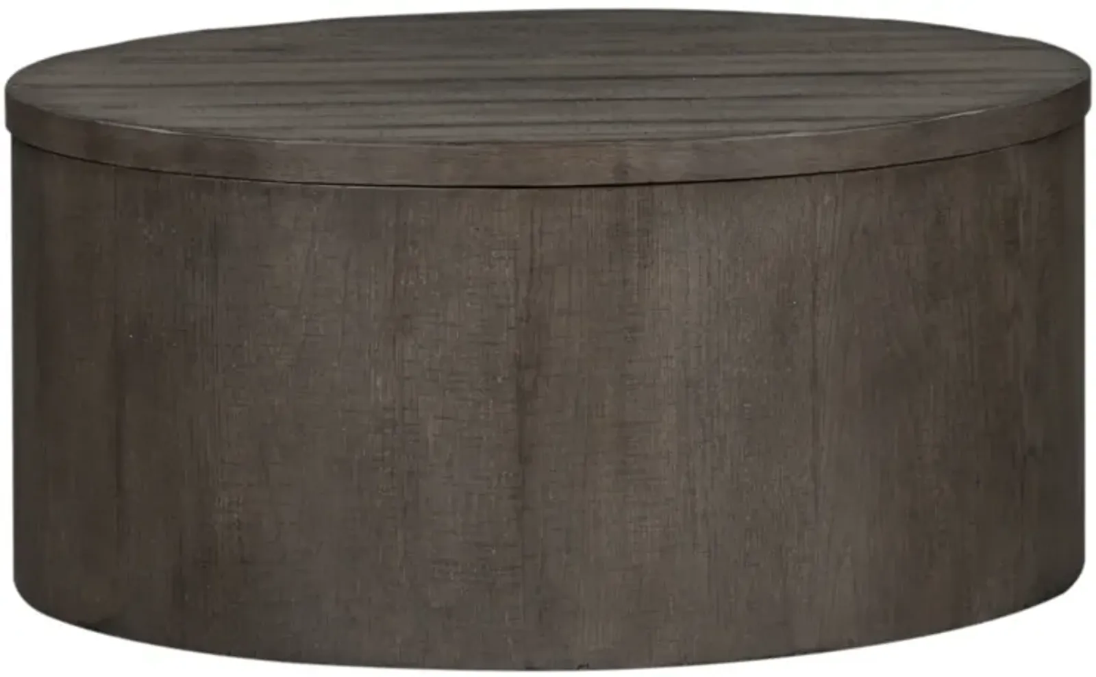 Liberty Furniture Dusty Charcoal Distressed Drum Cocktail Table Modern Farmhouse