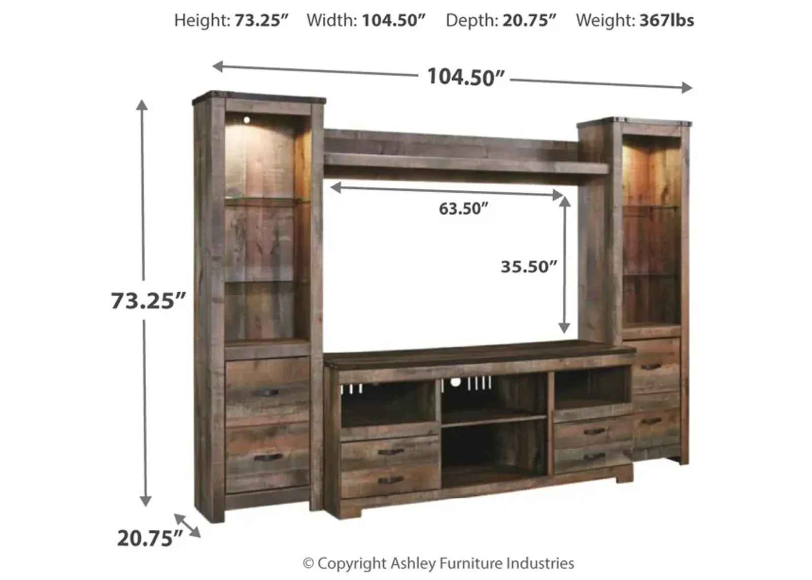 Ashley Trinell 4-Piece Entertainment Center Brown