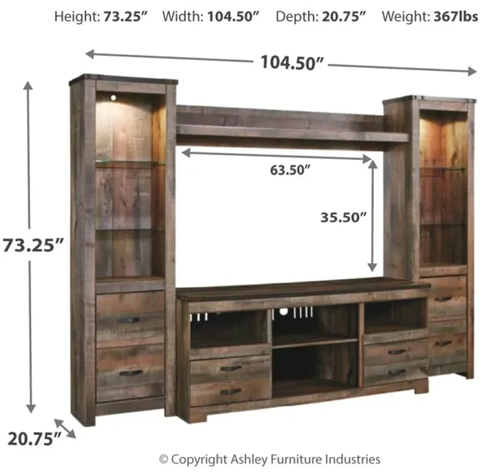 Ashley Trinell 4-Piece Entertainment Center Brown