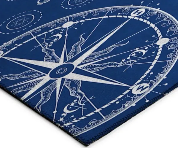 Dalyn Captain's Compass Deep Blue Nautical Exploration 5'X8' Area Rug