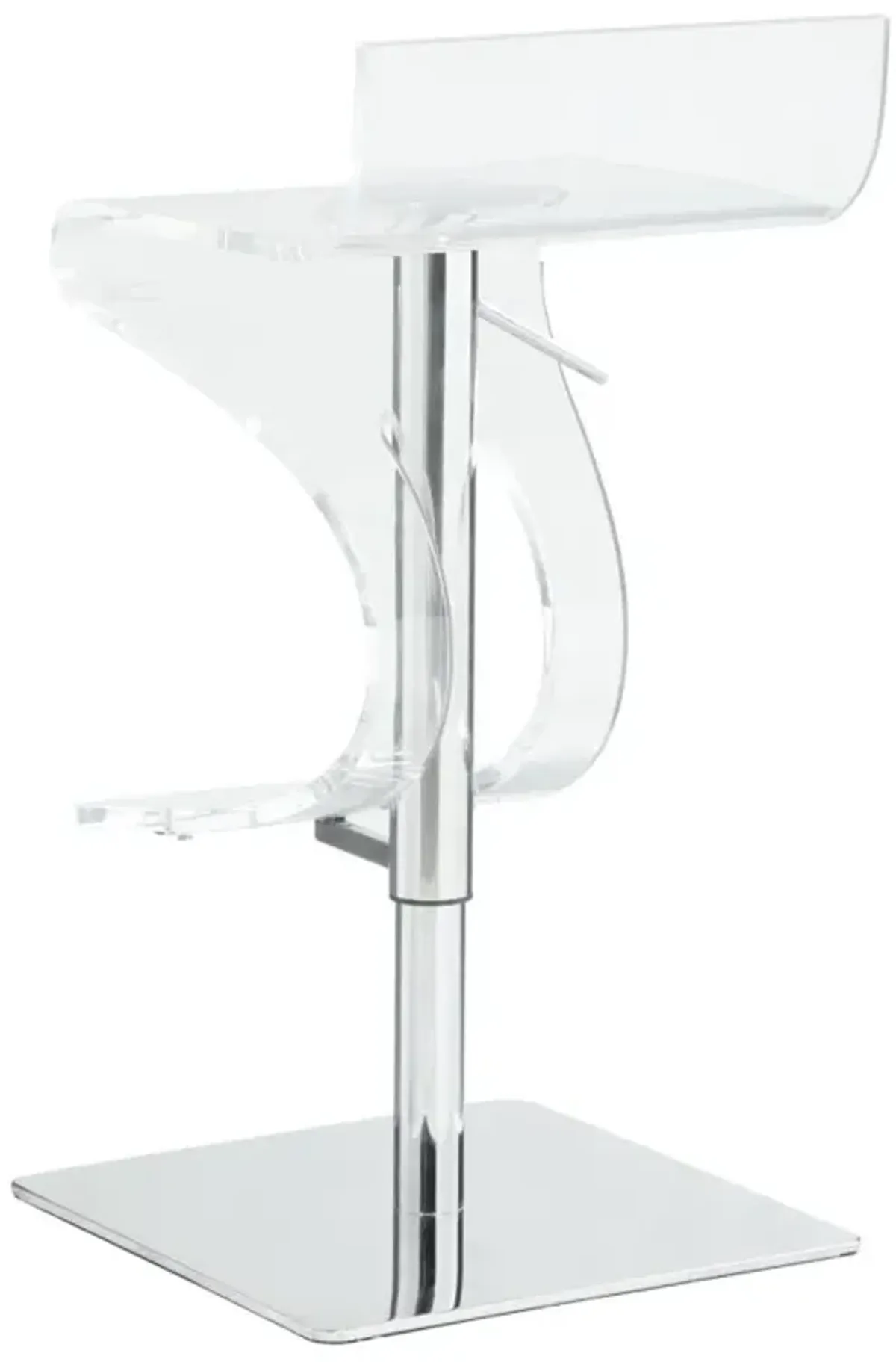 Chintaly Clear Contemporary Pneumatic-Adjustable Stool with Acrylic Seat