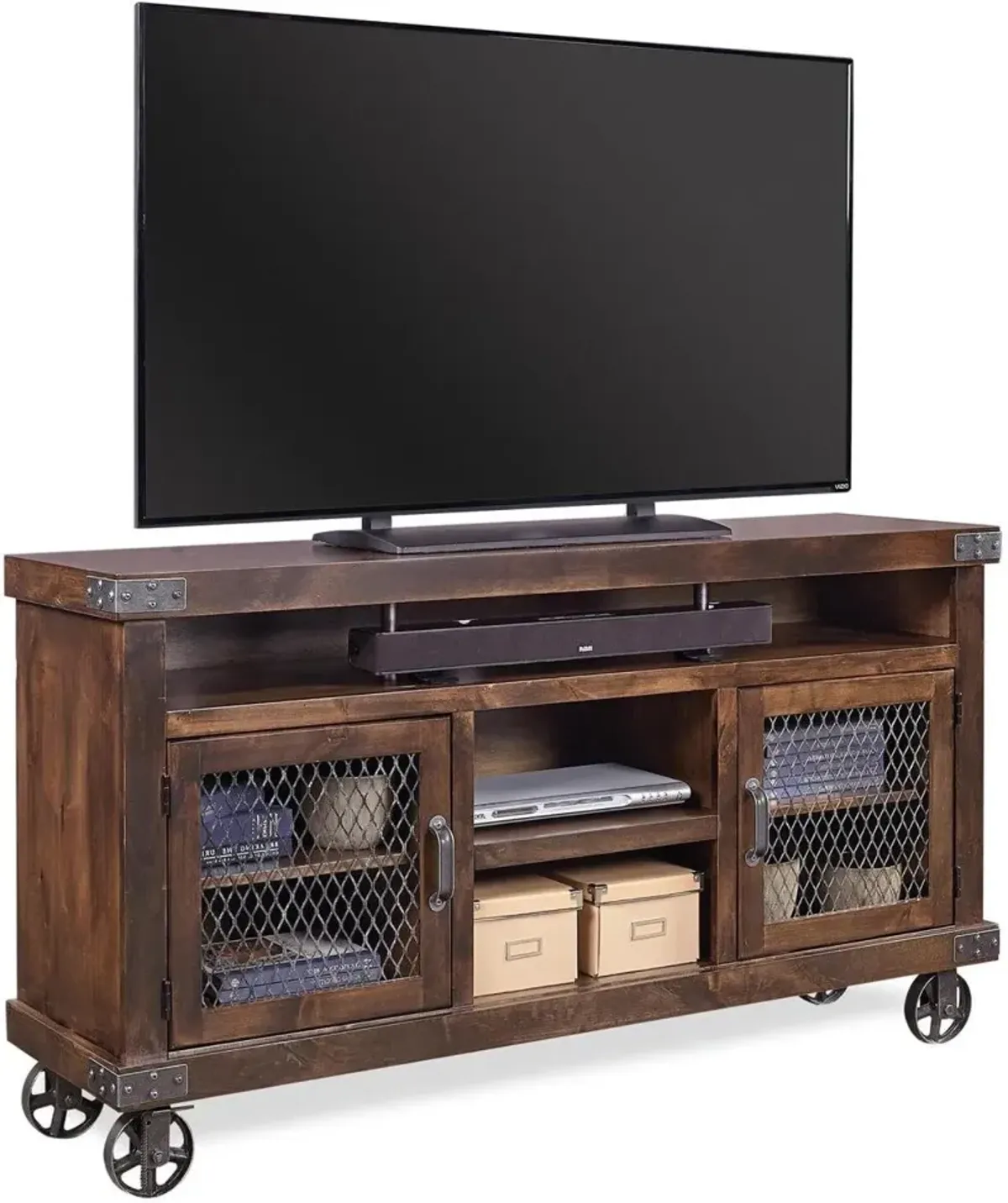 Aspenhome Industrial 65 Inch Ghost Black TV Stand Console