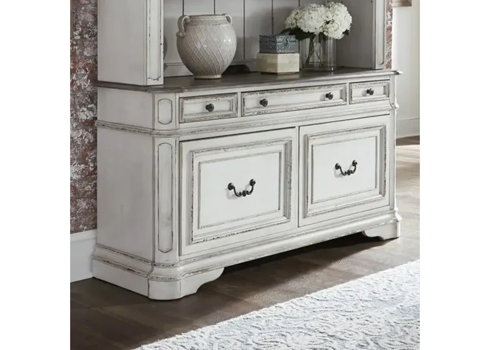 MAGNOLIA MANOR CREDENZA CHEST - ANTIQUE WHITE