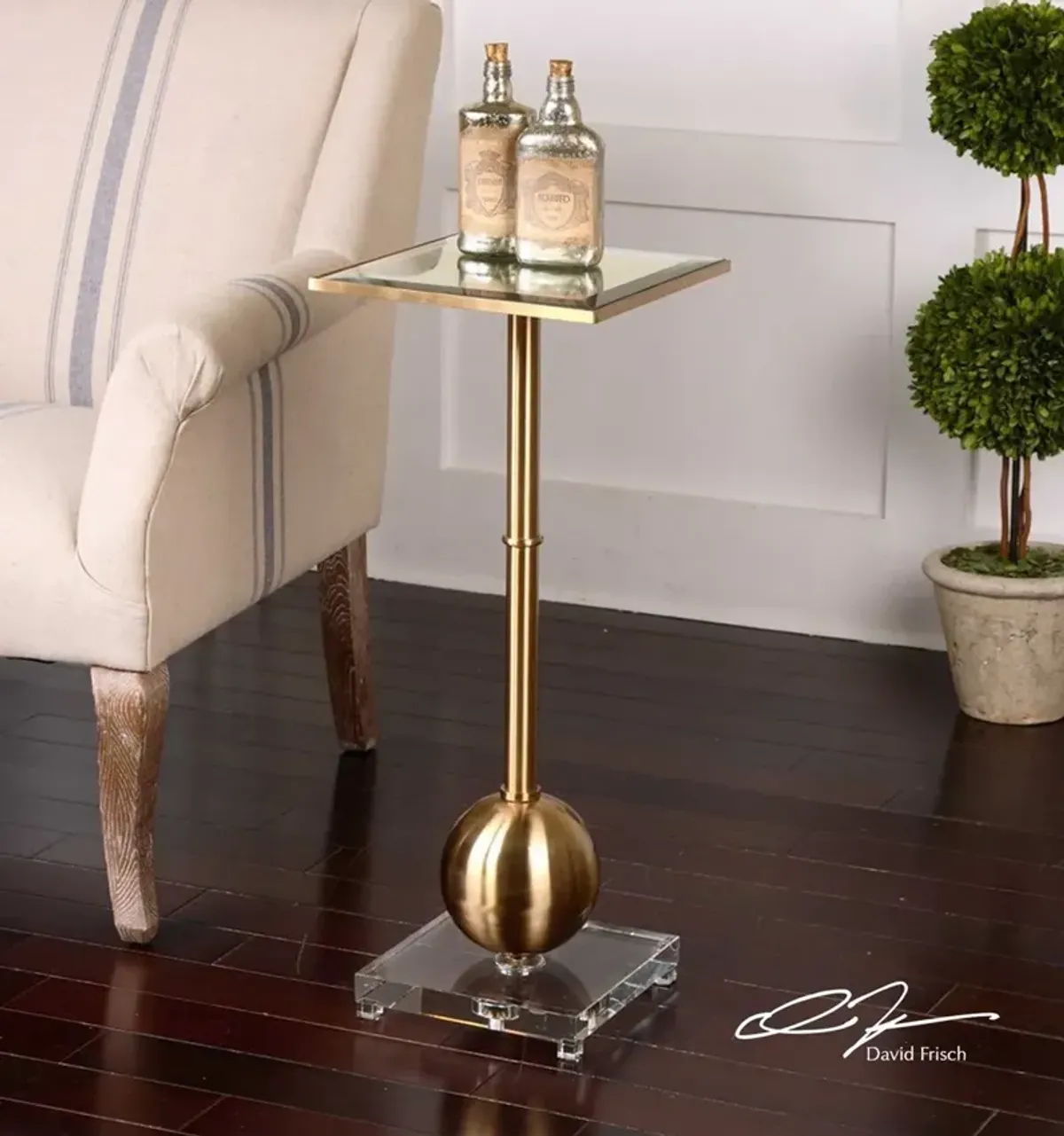 Uttermost Laton Brass Drink Table