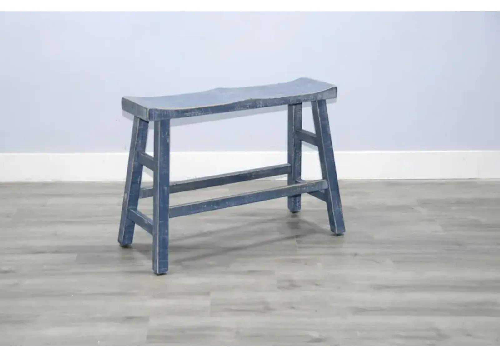 Sunny Designs Marina Ocean Blue 24 Inch Wood Seat Counter-Height Bench