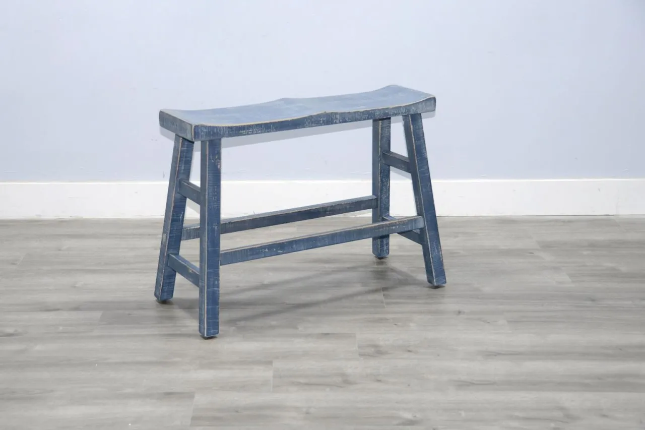MARINA OCEAN BLUE 24 INCH WOOD SEAT COUNTER HEIGHT BENCH